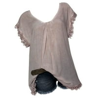 Ženska ljetna majica Casual okrugli vrat vrhovi Plus Veličina kratki rukav izdubljeni bluza XL