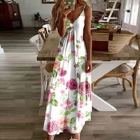 Yubatuo ljetne haljine za žene casual v izrez kratki rukav Boho cvjetna printska plaža Nosite dnevnu zabavu Maxi haljina
