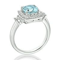 Jay Heart Designs Sterling Silver simulirani akvamarin i stvorio bijeli safirni prsten