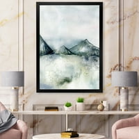 Designart 'Tamnoplavi Planinski Pejzaž Zimski Minimalistički' Moderni Uokvireni Umjetnički Print