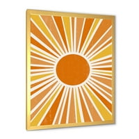 Designart 'Minimalne Svijetle Sjajne Narandžaste Sunčeve Zrake I' Moderni Uokvireni Umjetnički Print