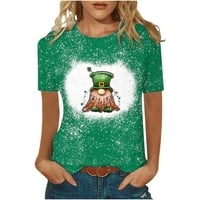 Dnevne majice u St Patricku za žene Trendy patuljak Print sa kratkim rukavima kratkih rukava XL
