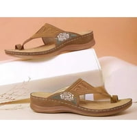 Žene Flip Flops Ljeto Thong Sandal Wedge Sandale Dame Modni slajdovi Papuče cipele na plaži Brown 5.5