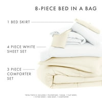 Noble posteljina 8-komadni bjelokorni krevet u torbi za posteljinu od mikrovlakana, blizanci