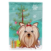Carolines blaga BB1576CHF Božićna stabla i Yorkie Yorkishire Terrier zastava platnene veličine kuće Veliki, višebojni