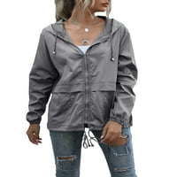 Ženska jakna s kapuljačom otporna na vodu, čvrsti bok zatvarač otvoreni prednji kaput za crtanje, s L XL XXL