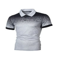 Gomelly Mens T dugnji gumb Classic Fit Polo majica Men Ležerne prilike ljeto pulover rever za bluzu za vrat Duboko sivo s crnim XL