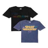Space Invaders Boys Retro Grafička Majica, 2 Pakovanja, Veličine 4-18