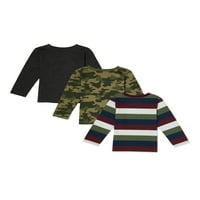 Garanimals Baby Boy & Toddler Boy duge rukave Stripe & čvrsta T-Shirt, 3-Pack, 12M-5T