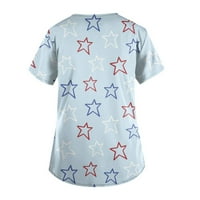 Klirens ženski ljetni vrhovi bluza s printom s V-izrezom Dan nezavisnosti ženske bluze kratki rukavi Moda,