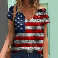 Thirts majice za žene Dan nezavisnosti svakodnevno ljeto o rezervoar za vrat Američki 4. juli Ispis bluza Kratki rukav vježbanje Ležerne prilike